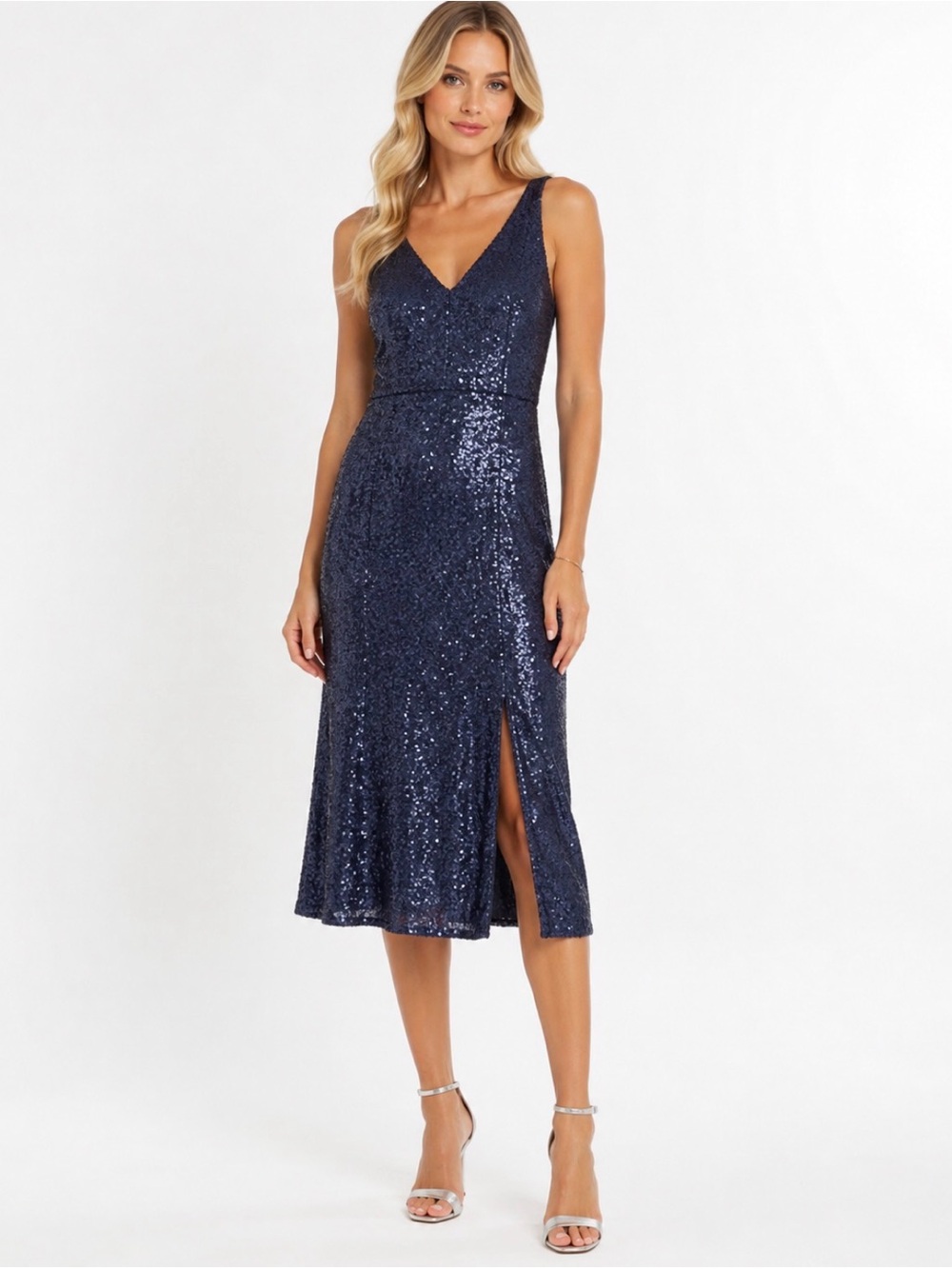 DO+BE Women’s All Sequined Party Special Occasion Bodycon Dress Dark Blue Size M